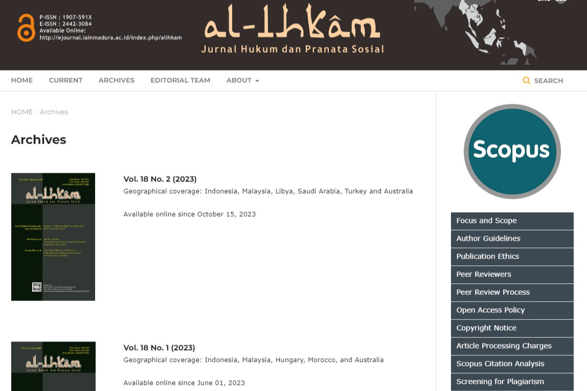 Al-Ihkam dalam Jajaran Top 20 Jurnal PTKI terindeks Scopus